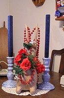 Reindeer and roses centerpiece